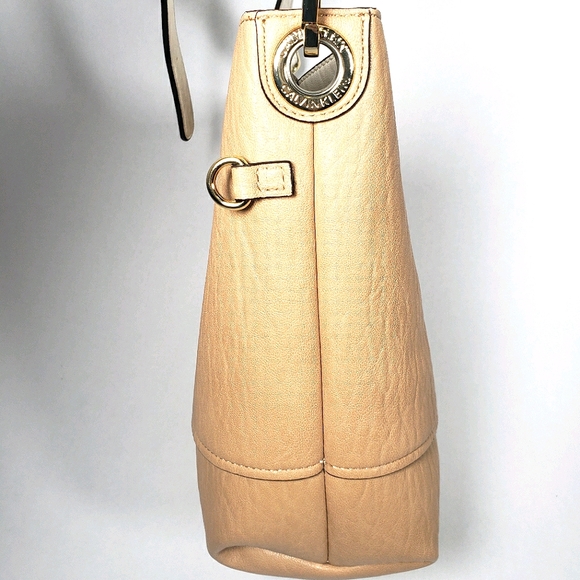 Calvin Klein Reversible Bucket Bag Purse White Tan - Picture 5 of 10
